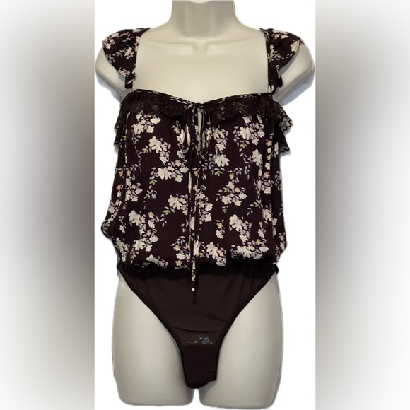 Free People Take it Away Bodysuit, Chocolate Merlot Combo, Size Small, NWT - Picture 3 of 10
